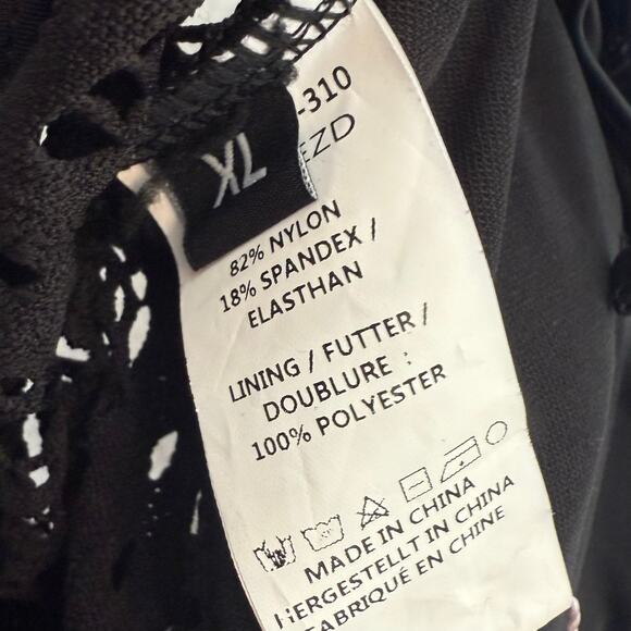 Black XL Cutout Crochet One-Piece Swimsuit with Tie Back and lace look NWT - Picture 10 of 12